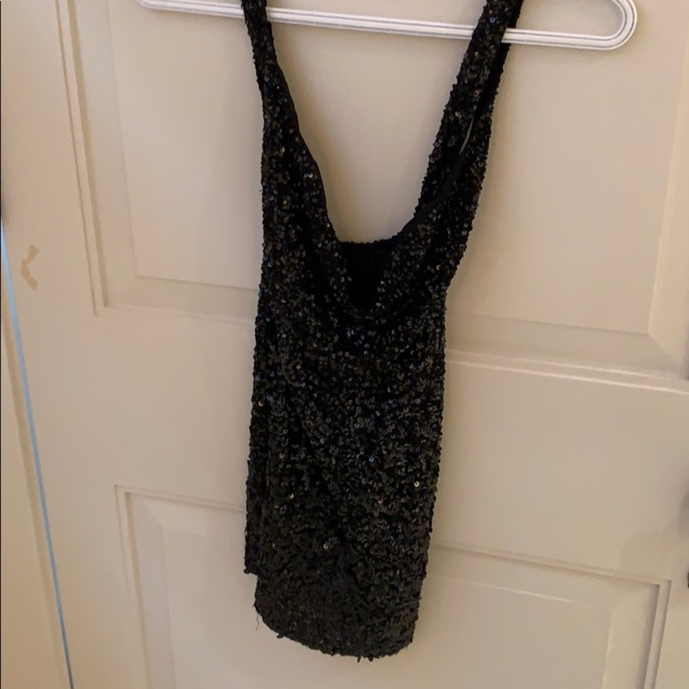 Cowl neck sequin tank